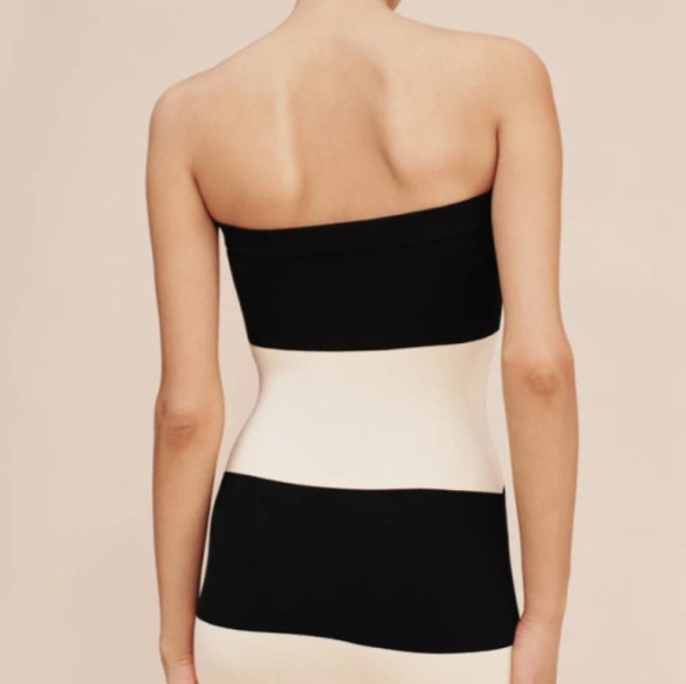 Posse Theo Strapless Dress Black and White Strapless Dress Size XL Black Crea - Picture 5 of 15
